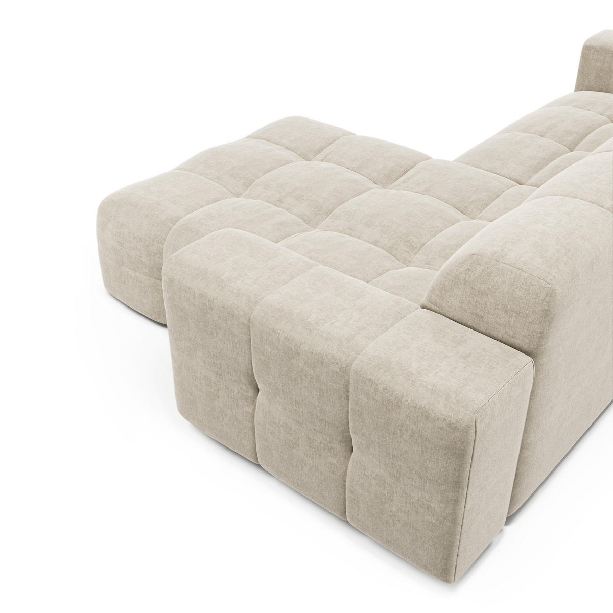 ECKSOFA RECHTS Samt Creme 230cm - Creme, Textil (230/155cm) - Sia Home