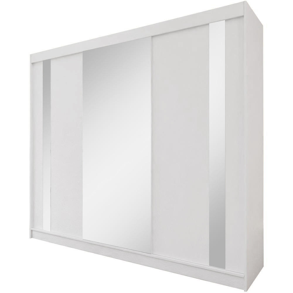 SCHWEBETÜRENSCHRANK Gaja 240/216/61 weiß mit Spiegel - Weiß, Holzwerkstoff (240/216/61cm) - Beautysofa
