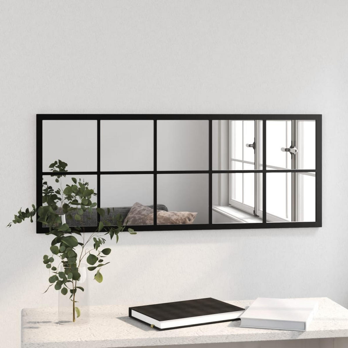 WANDSPIEGEL Schwarz 100x40 cm Metall - Schwarz, Metall (40/100/1cm) - furnicato