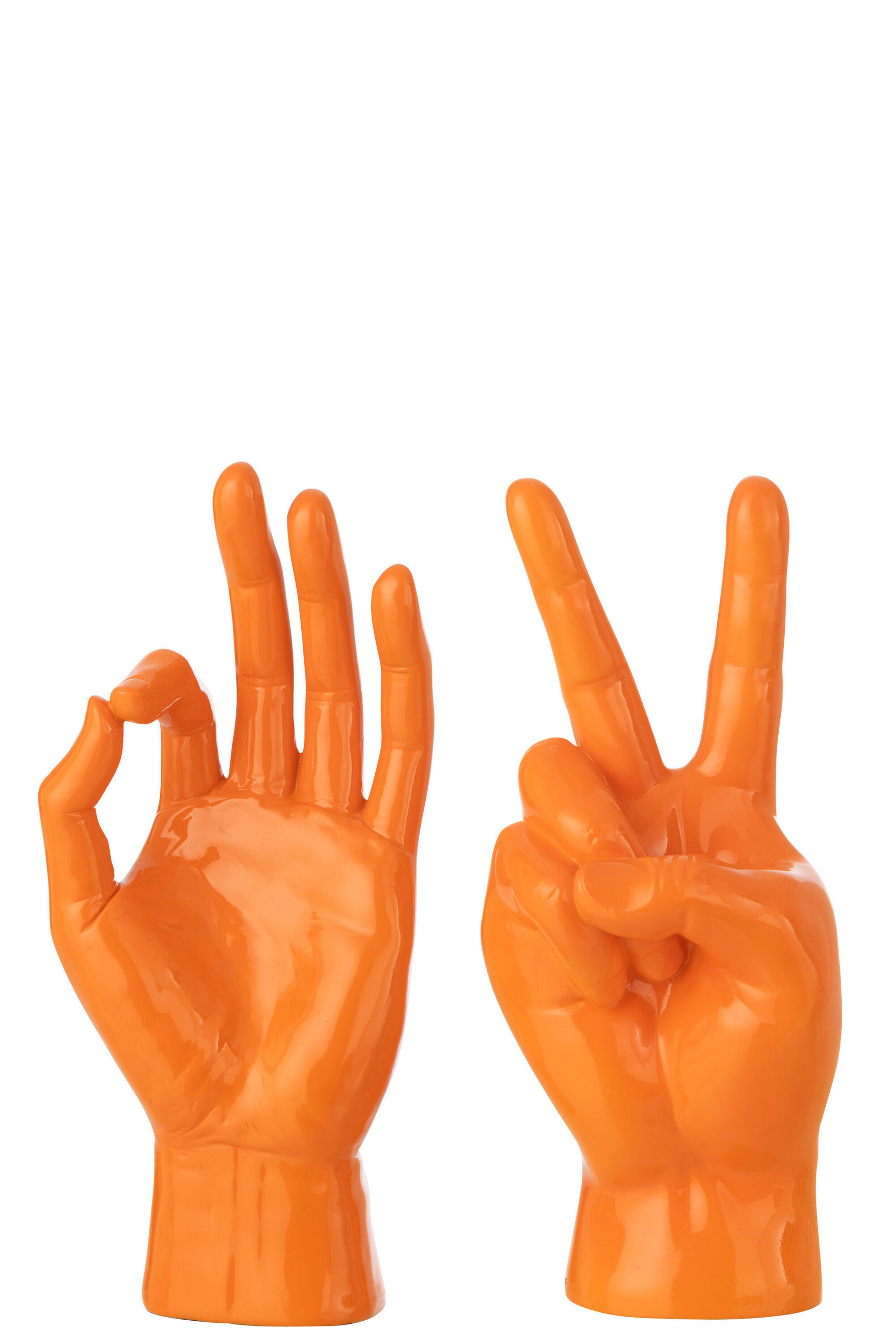 FIGUR ZEINCHENSPRACHE (2ER SET) - Orange, Glas/Naturmaterialien (10.5/36/16cm) - J-Line