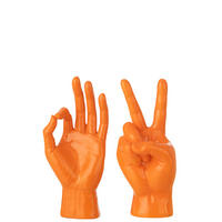 FIGUR ZEINCHENSPRACHE (2ER SET) - Orange, Glas/Naturmaterialien (10.5/36/16cm) - J-Line