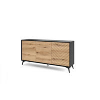 SIDEBOARD Diamond Eiche Evoke - Eichefarben/Schwarz, Holzwerkstoff (154/77/39cm) - Bettso