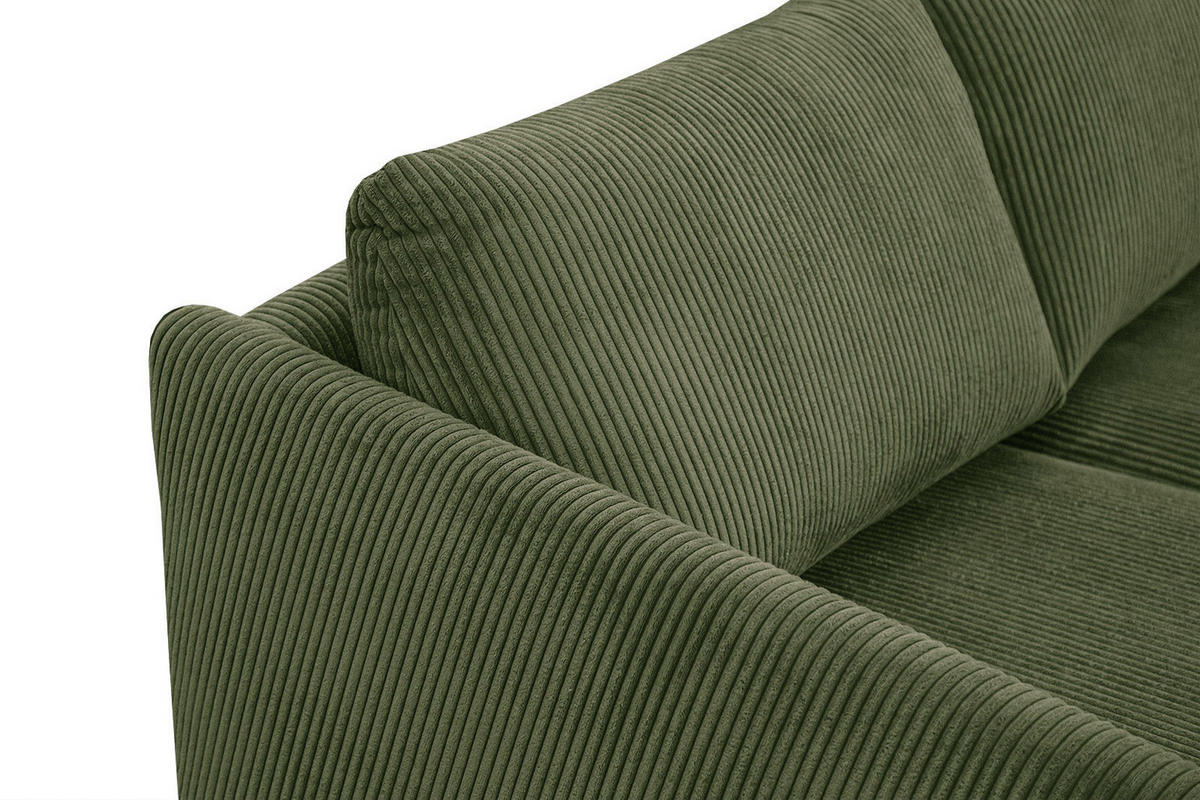 ECKSOFA VILT 4-Sitzer, olivgrün - Schwarz/Olivgrün, Holzwerkstoff/Textil (156/255cm) - Courtois Laville