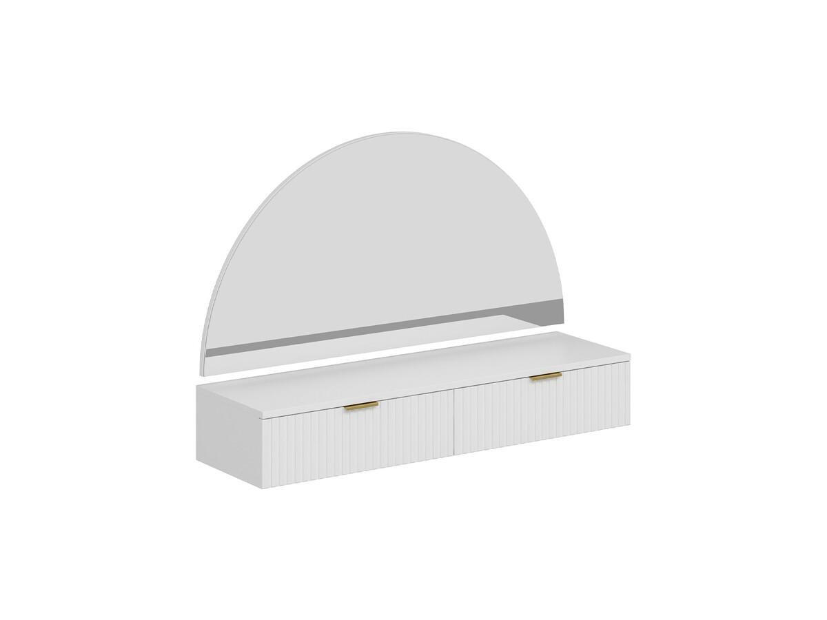 FRISIERTISCH hängend mit Spiegel & LED-Beleuchtung - 2 Schubladen - Weiß - FRALYN - Weiß, Holz (120/80/35cm) - Vente-Unique