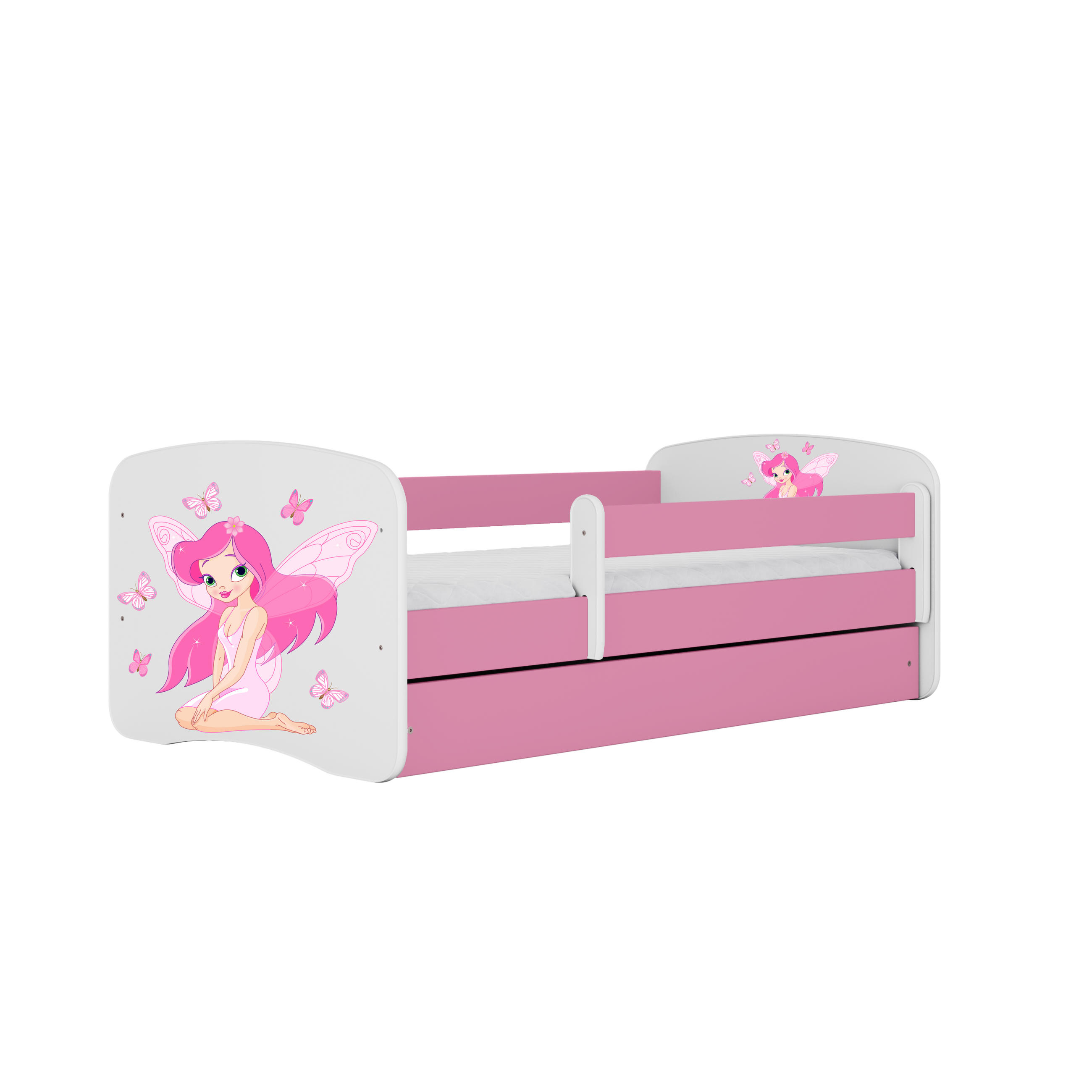 KINDERBETT Fee mit Schmetterlingen mit Schublade 160/80 90/61/164 - Rosa, Holzwerkstoff (80/160cm) - RAUMHIRSCH FURNITURE