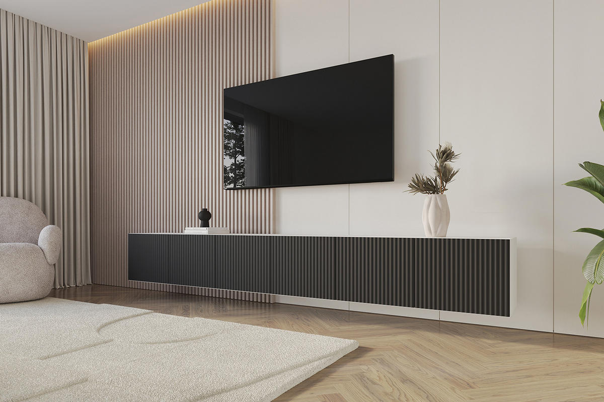 LOWBOARD NOA-2-W 3x100x40x41 cm - Weiß / Schwarz - Schwarz, Holzwerkstoff (300/40/41cm) - ALTDECOR