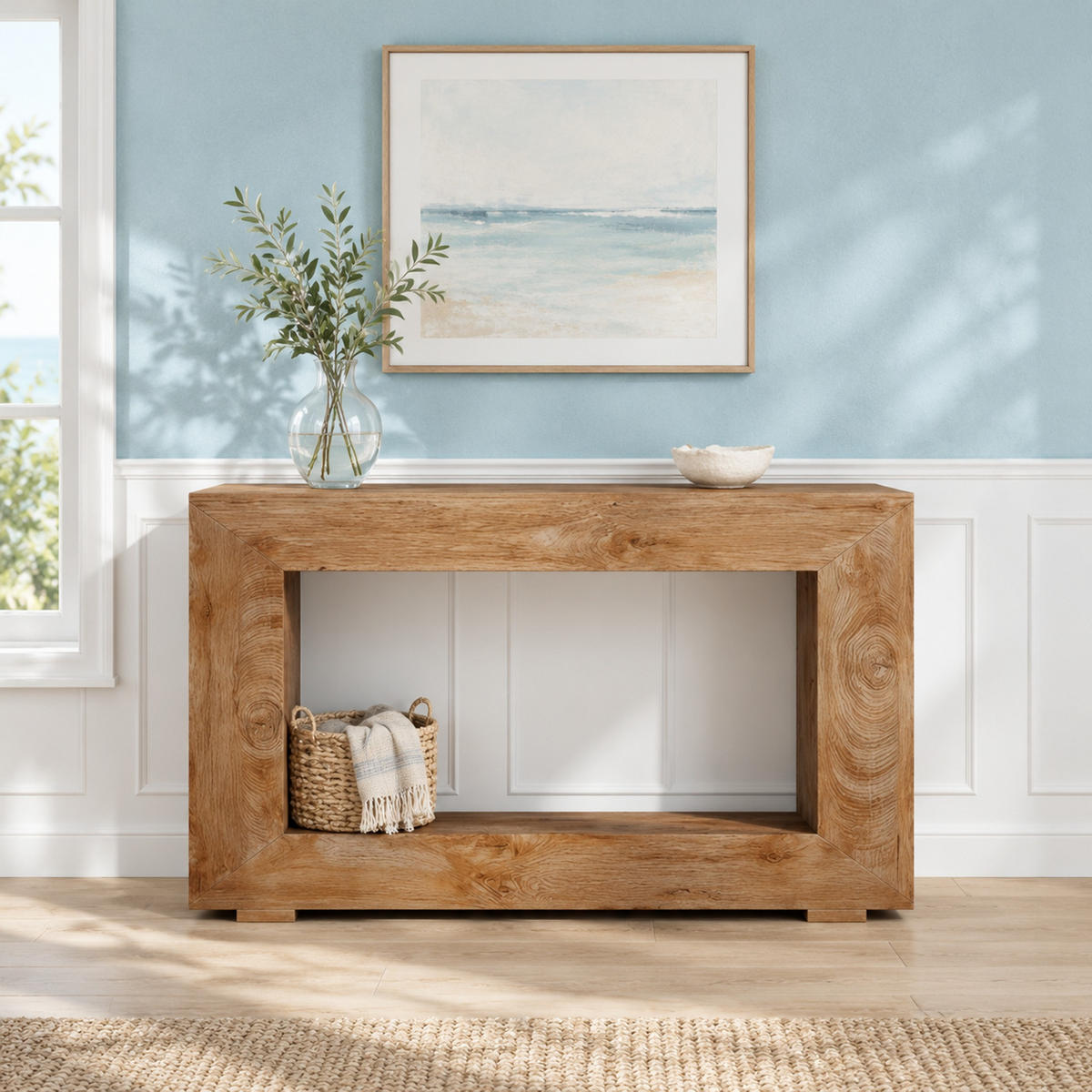 KONSOLENTISCH mit Stauraum 120 x 30 x 83,5 cm Holz Braun - Braun, Holz (120/30/86cm) - Meubliv