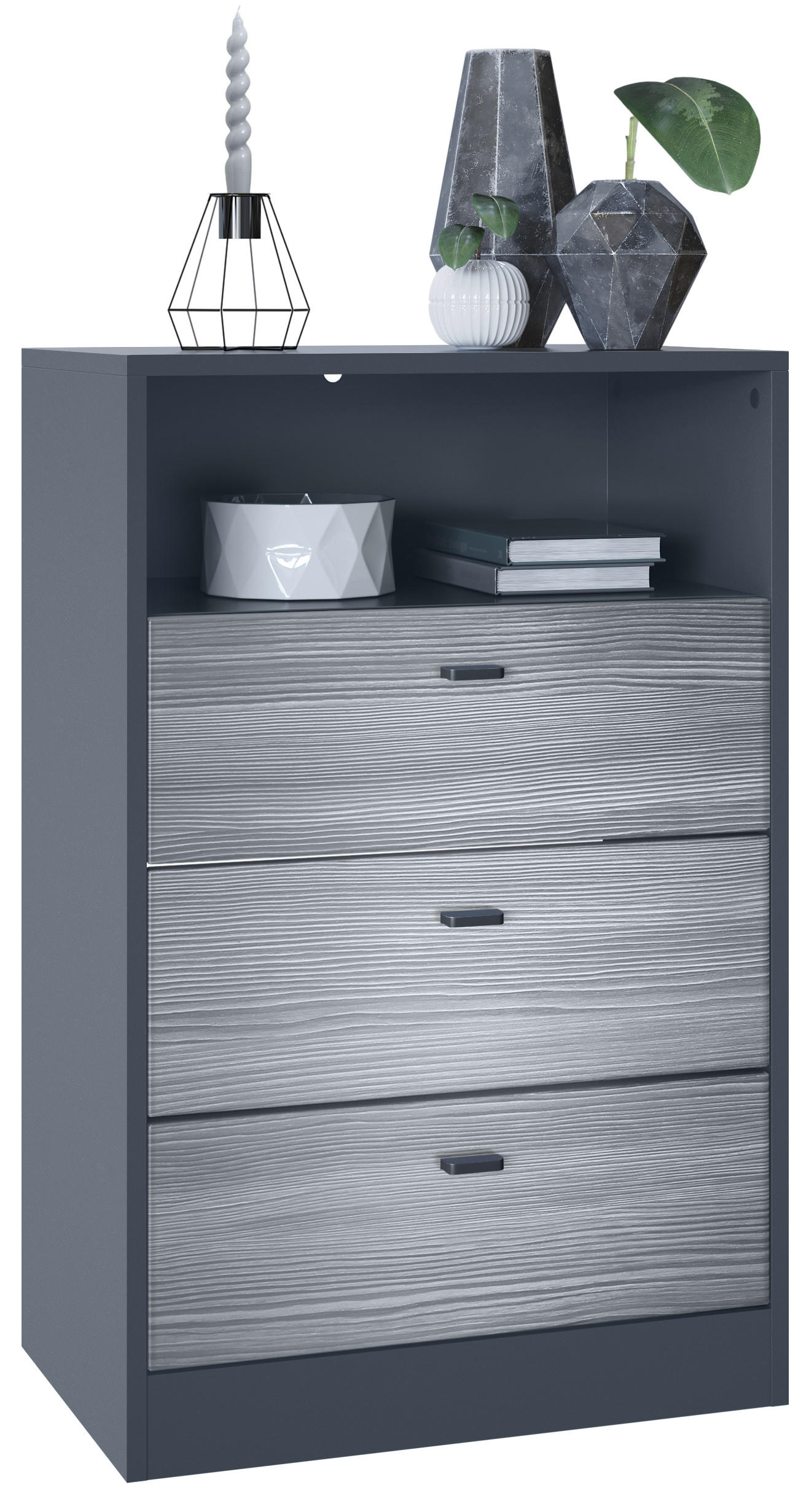 KOMMODE Pino Fronten in Avola-Anthrazit - Anthrazit, Holzwerkstoff (56/86.5/36cm) - Vladon