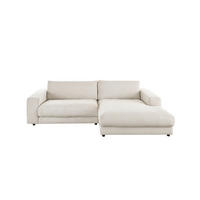 ECKSOFA MADELINE Cremeweiß Cord - Creme/Schwarz, Kunststoff/Textil (270/190cm) - KAWOLA
