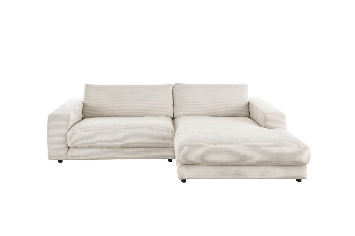 ECKSOFA MADELINE Cremeweiß Cord - Creme/Schwarz, Kunststoff/Textil (270/190cm) - KAWOLA