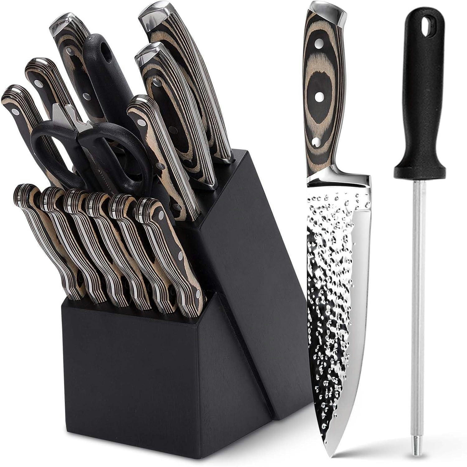 MESSERBLOCKSET 15-teilig Naturholzfarben - Multicolor, Metall
