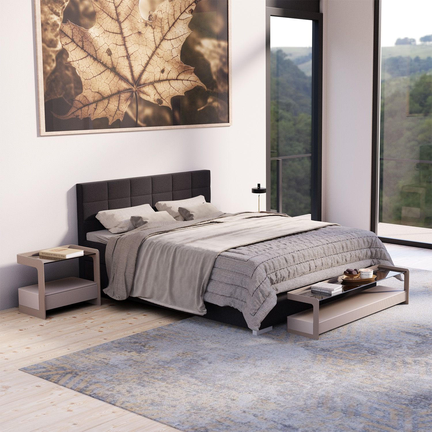 BOXBETT Seattle schwarz 180x200 cm Malmo-Stoff - Schwarz, Textil (180/200cm) - Juskys