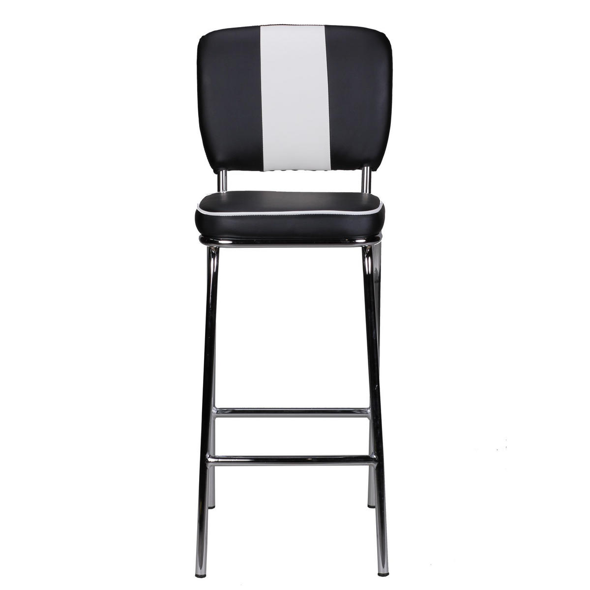 BARHOCKER Kunstleder Chromfuß Retro, Schwarz 40x38x110 cm - Silberfarben/Schwarz, Kunststoff/Textil (40/110/38cm) - KADIMA DESIGN
