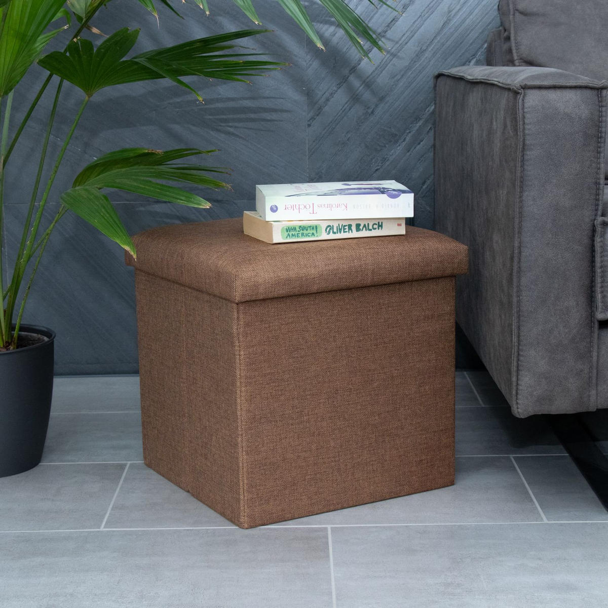 SITZBOX mit Stauraum 30/30/30 cm (Braun) - Braun, Textil (38/38/38cm) - Intirilife