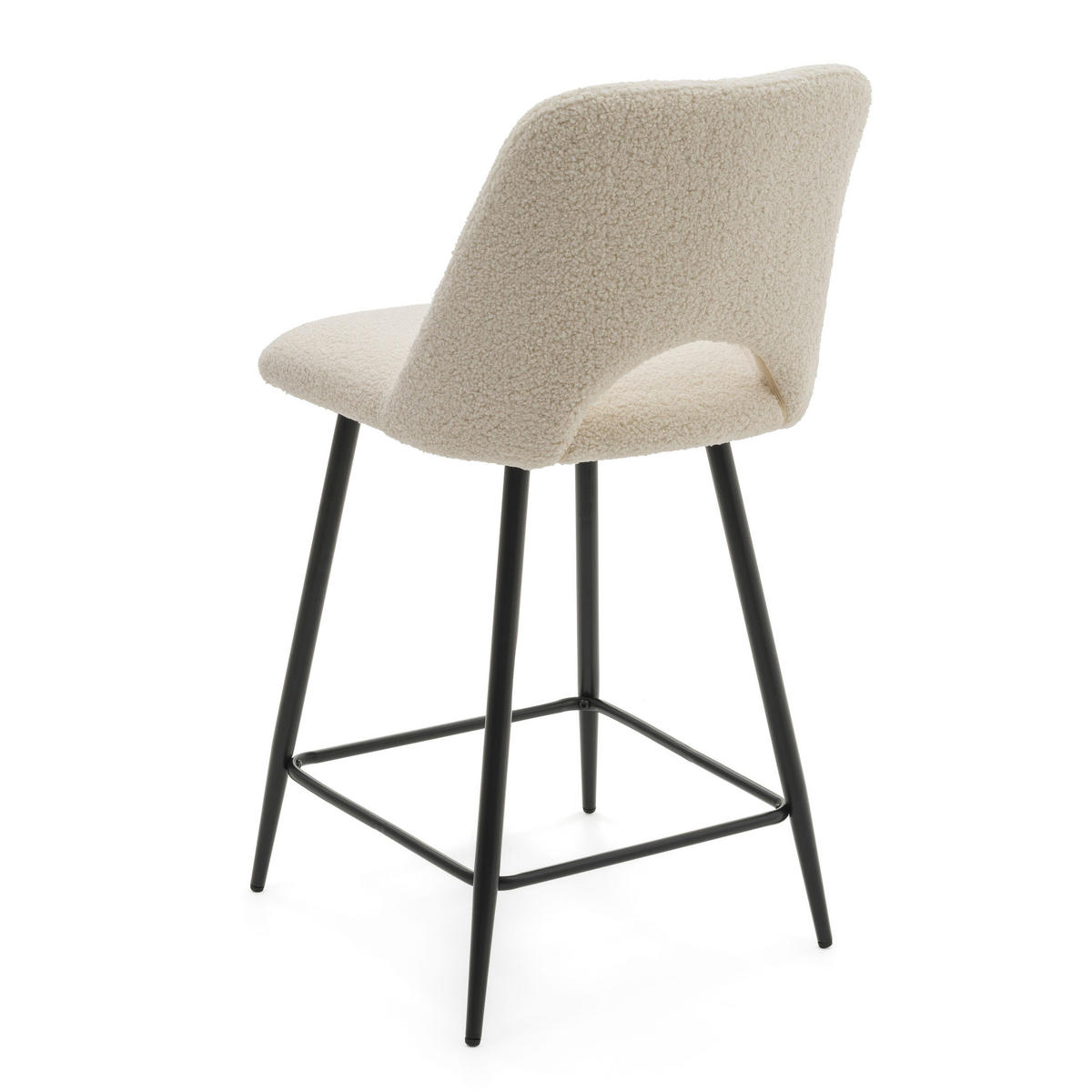 BARHOCKER ORO gepolsterter mit Steppung - hellbeige - Boucle - Ecru/Schwarz, Textil/Metall (48/94/55cm) - NEW HOME