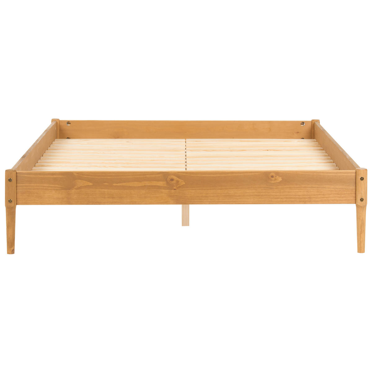 POSTELJA brez vzglavja 160/200 borov les svetlo rjava Veyrac - svetlo rjava/rjava, les (160/200cm) - Beliani