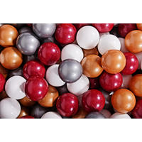 BÄLLE für Bällebad, Spielbälle, Plastikbälle für Kinder Set 50 pcs.: Gold/Weiß/Silber/Perlweinrot - Goldfarben, Textil (7/7/7cm) - MeowBaby