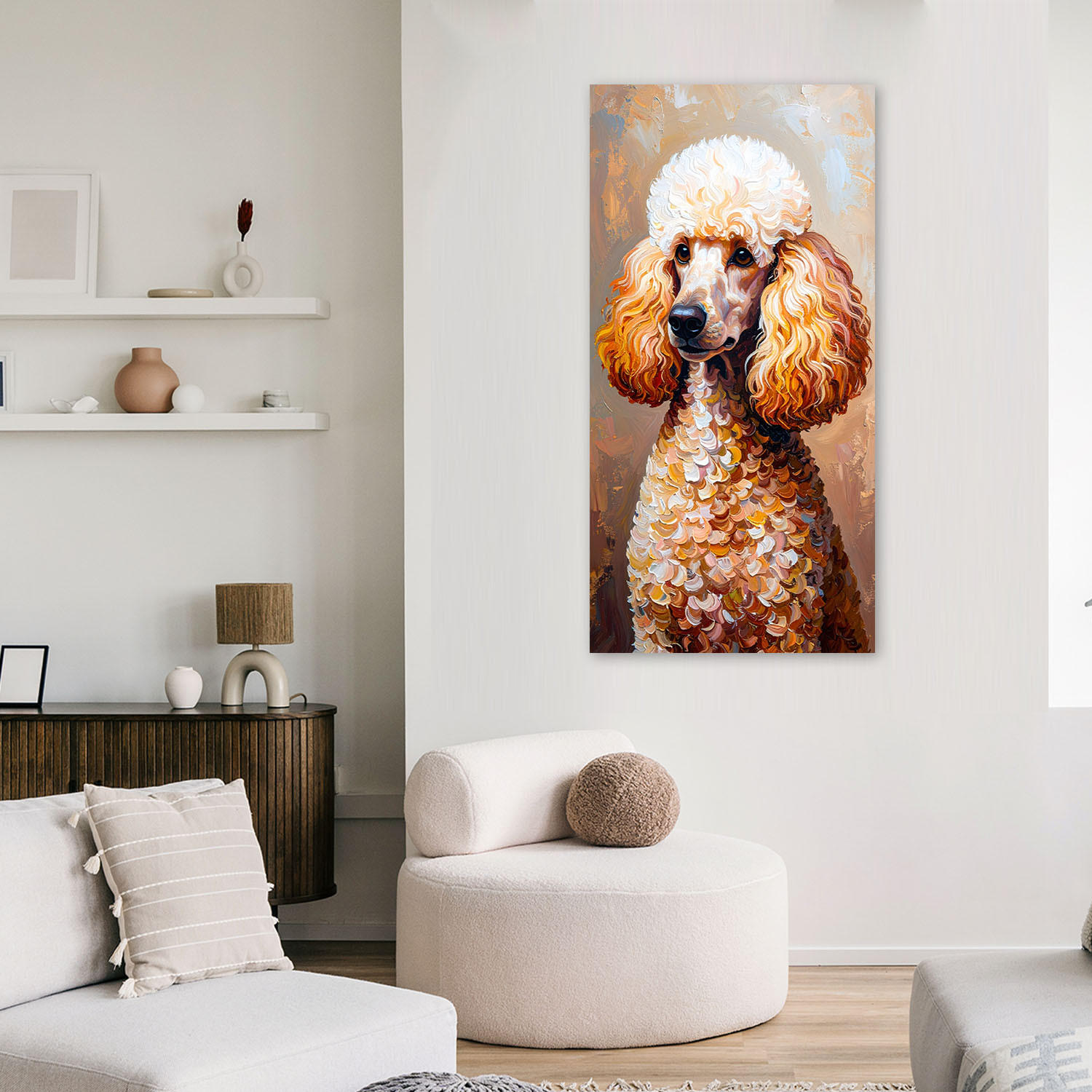 LEINWANDBILD Pudel Hund Tier 60x120cm - Beige, Textil (60/120cm) - Feeby