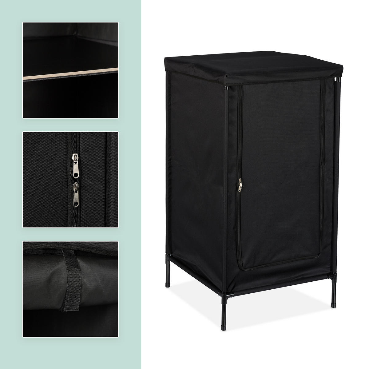 CAMPINGSCHRANK - Grau, Holzwerkstoff/Textil (47.5/87/47.5cm) - Relaxdays