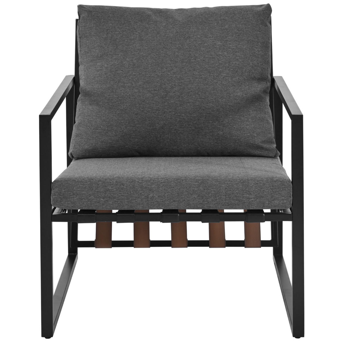 GARTENMÖBELSET aus Kunststoff 114x57x80cm schwarz mit Couchtisch und Kissen - Schwarz, Kunststoff - Modfu