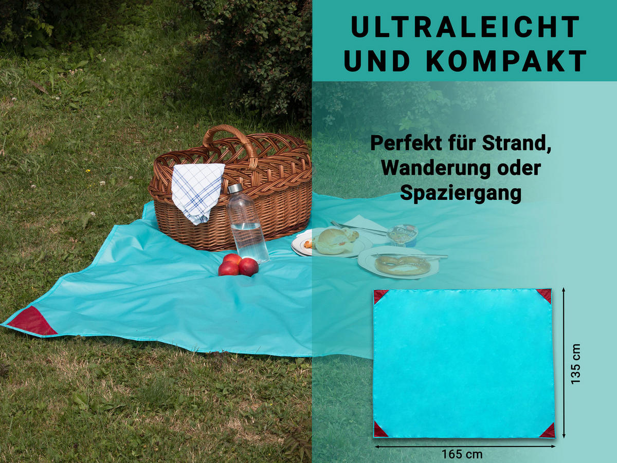 PICKNICKDECKE, 100% Polyester - Türkis, Textil (135/165cm) - Zollner