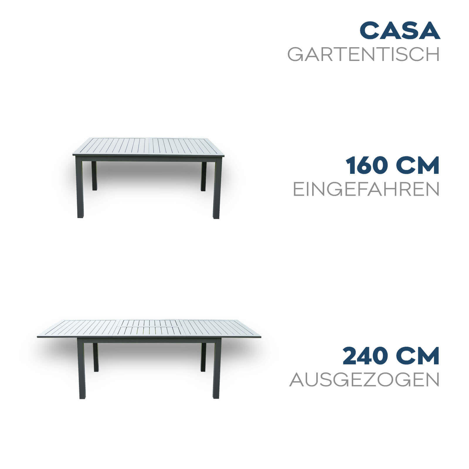 SITZGRUPPE CASA MADERA - 1 tlg. - Anthrazit/Hellgrau, Glas/Metall - Home Deluxe