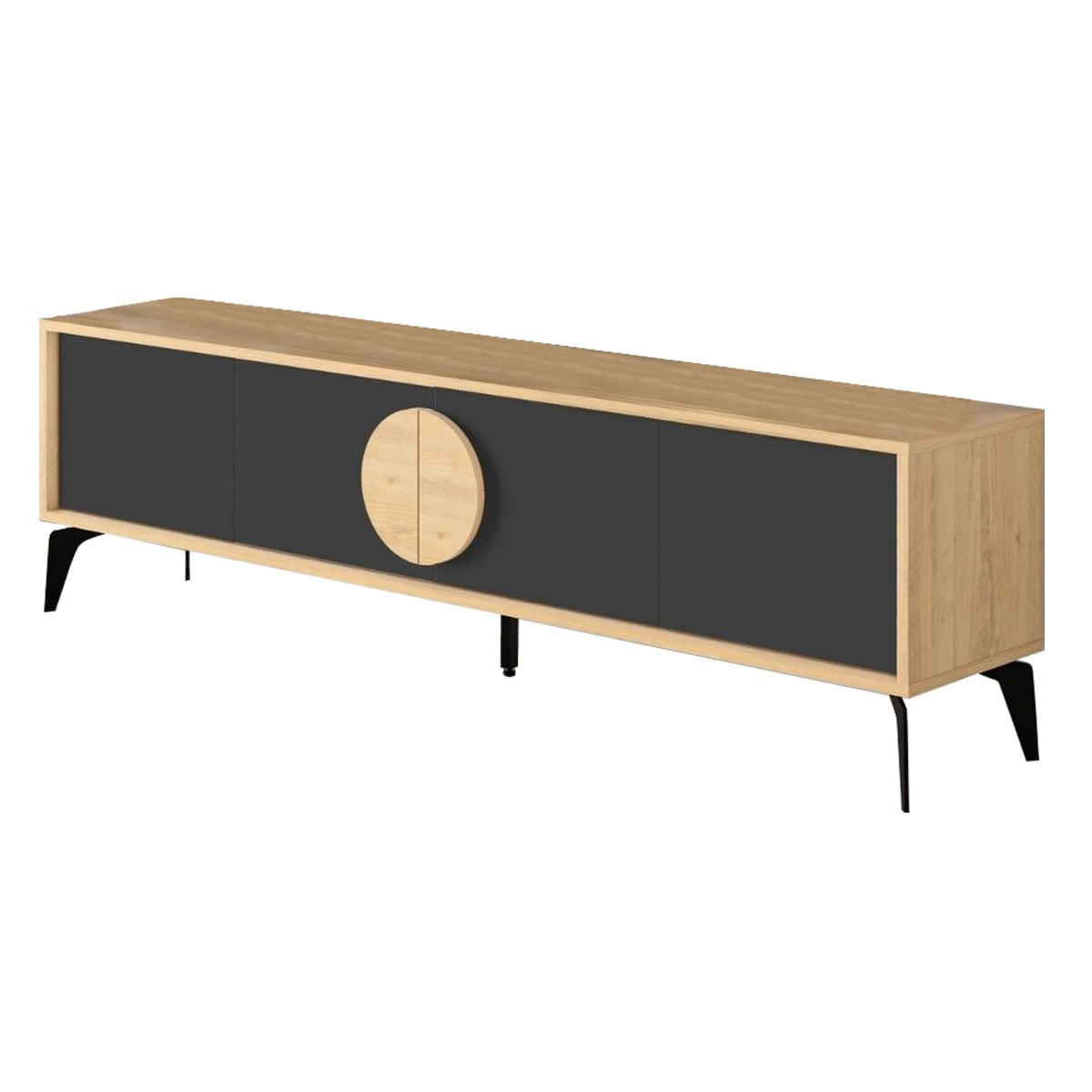 TV-MÖBEL 4 Türen Vae - L180 cm - Eiche Bianco, Holzwerkstoff (35/51/40.9cm) - Calicosy