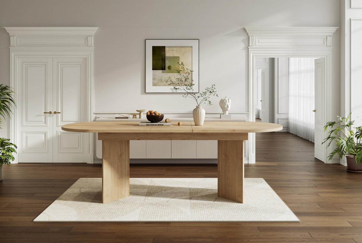 ESSTISCH 160/200/90 cm Eiche aus MDF mit Ausziehfunktion - Eichefarben, Holzwerkstoff (200/90/75cm) - OKMYHOME