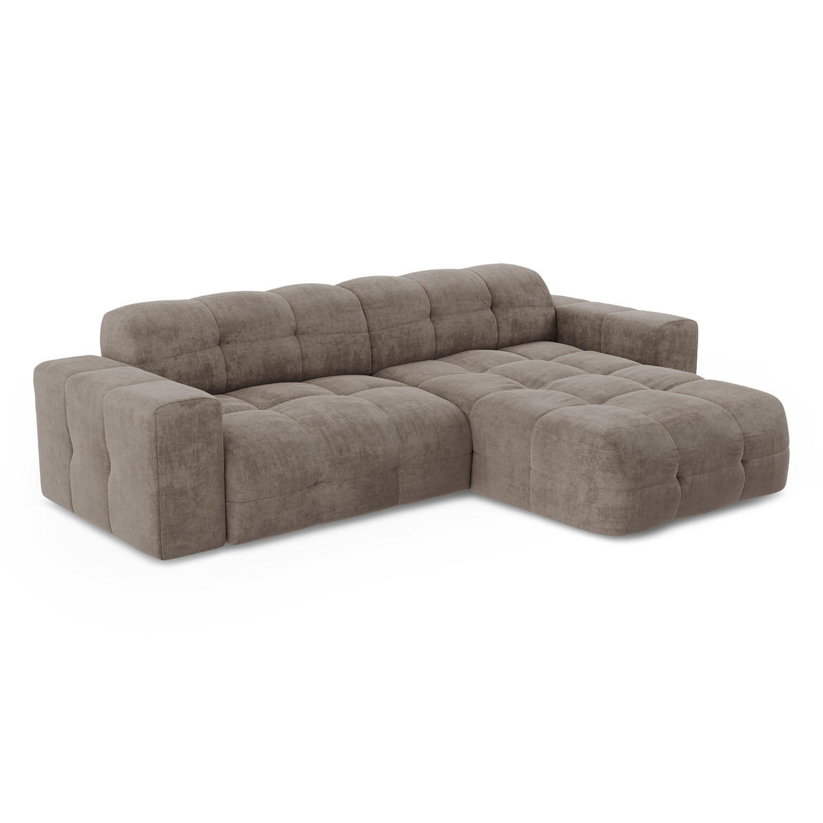 ECKSOFA RECHTS Samt Taupe 230cm - Taupe, Textil (230/155cm) - Sia Home