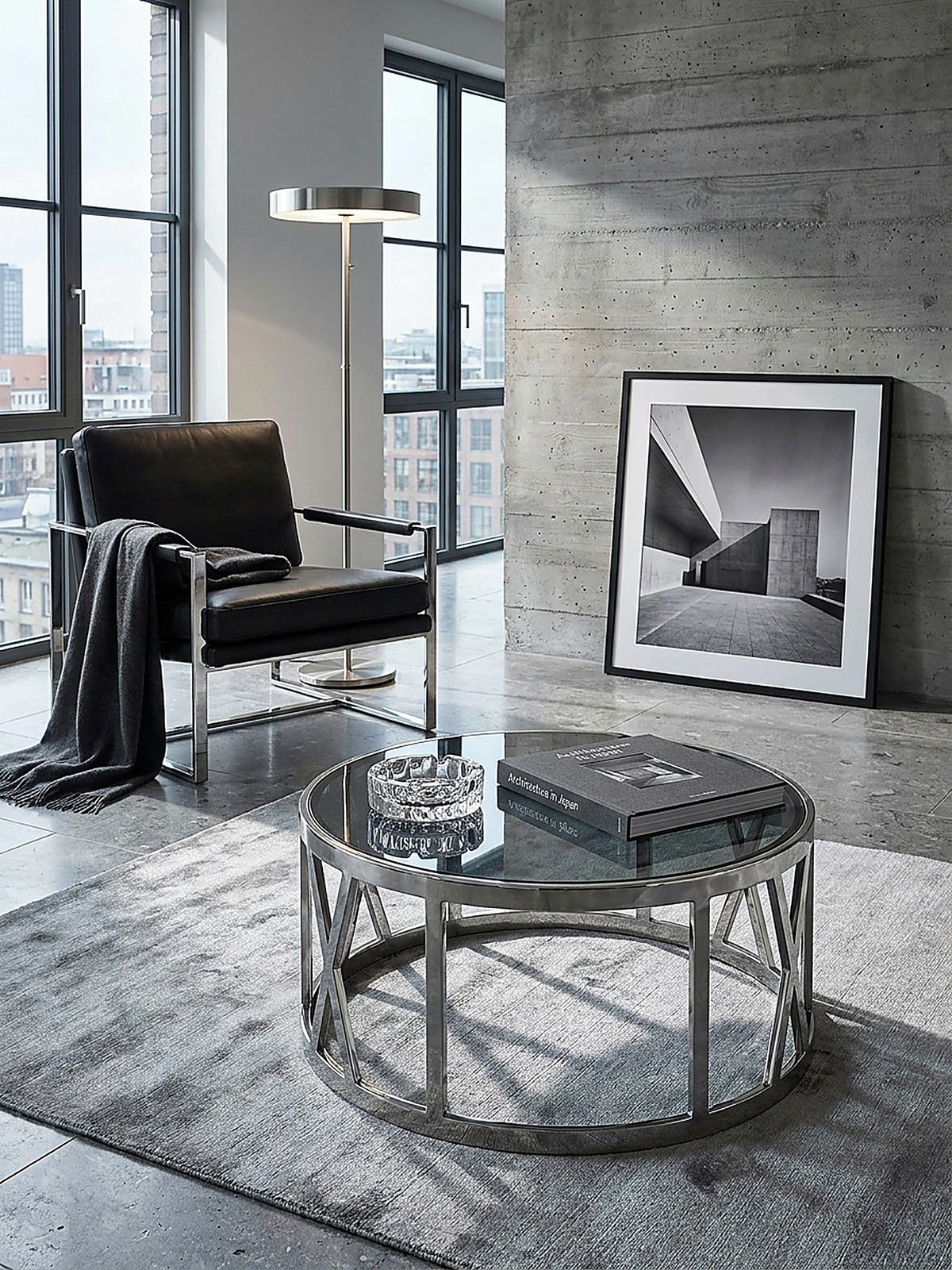 COUCHTISCH mit Glasplatte, Metallgestell, handgefertigt, Belastbarkeit 20 kg, Silber 60x60x30 cm - Silberfarben, Glas/Metall (60/60/30cm) - KADIMA DESIGN