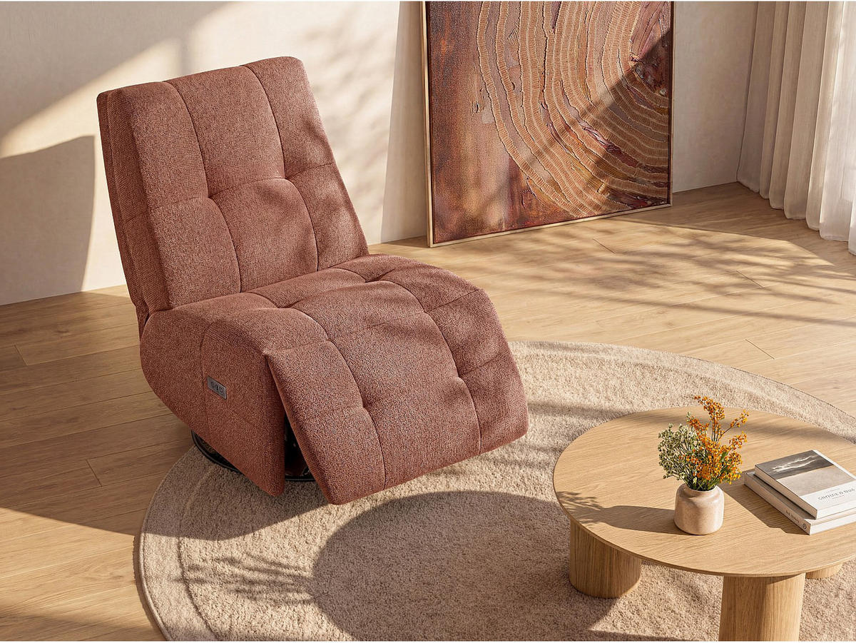 RELAXSESSEL - 1 Person - stoff - terracotta Cosado - Terracotta, Textil/Metall (81/97/99cm) - Vente-Unique
