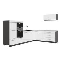 KUHINJA U OBLIKU SLOVA L Fame-Line, Sjajna Bijela /Antracit, 327 x 227 cm, RP Mramor - bijela visoki sjaj/antracit, drvni materijal (327/153.6/60cm) - Vicco