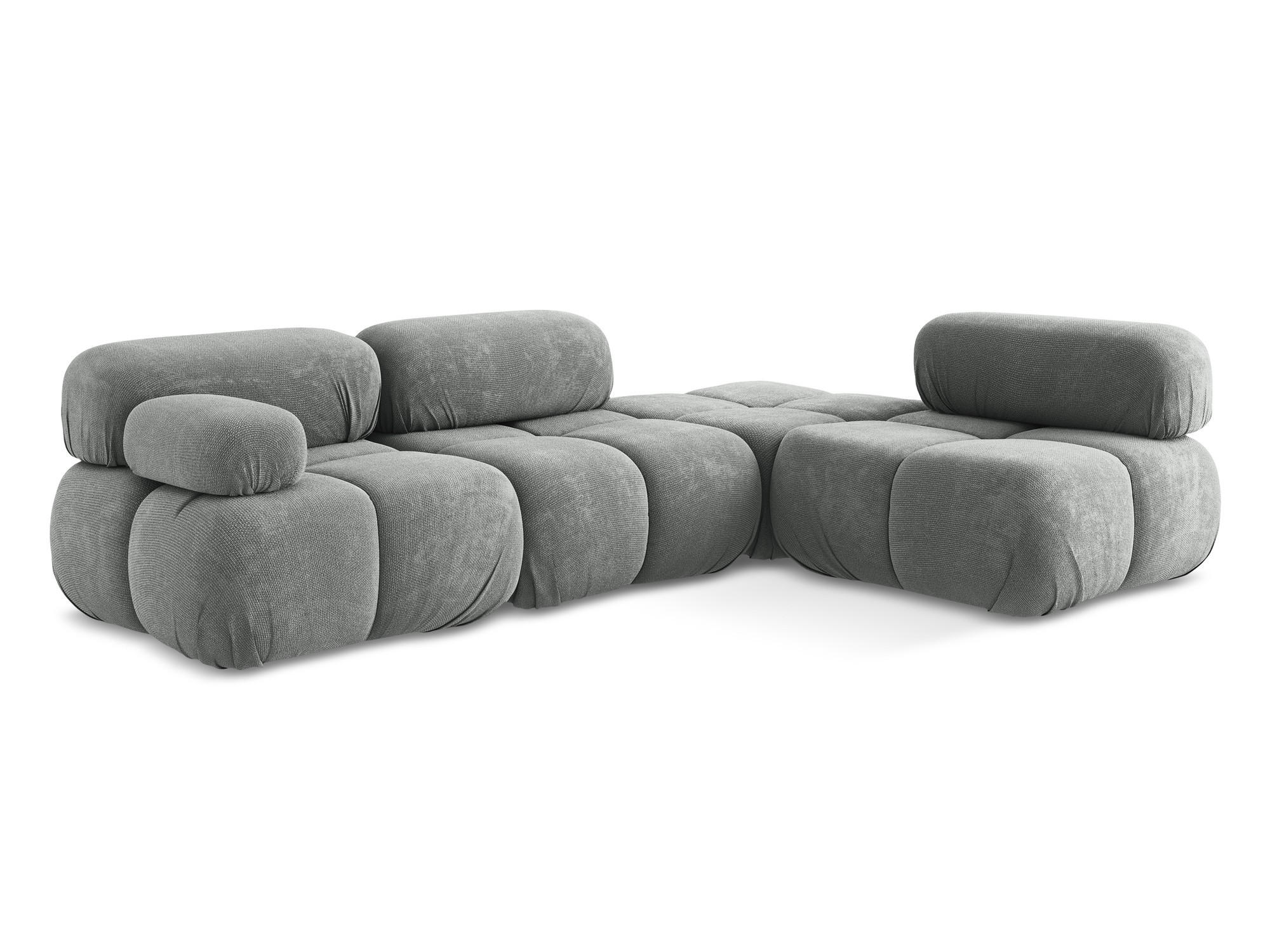 ECKSOFA Rechts Chenille Stoff Grau - Blau/Schwarz, Kunststoff/Textil (285/190cm) - Makamii