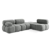 ECKSOFA Rechts Chenille Stoff Grau - Blau/Schwarz, Kunststoff/Textil (285/190cm) - Makamii