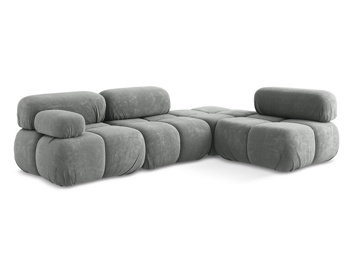 ECKSOFA Rechts Chenille Stoff Grau - Blau/Schwarz, Kunststoff/Textil (285/190cm) - Makamii