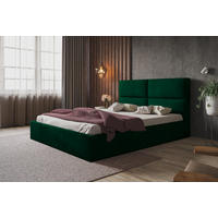 BETT 140x200 - Polsterbett mit Bettkasten und Holzrahmen - Modern Betten - Glatter Kronos-Stoff - Kollektion Lizbona, Grün - AlpiMeble - Grün, Holz/Kunststoff (140/200cm) - Alpi-Möbel