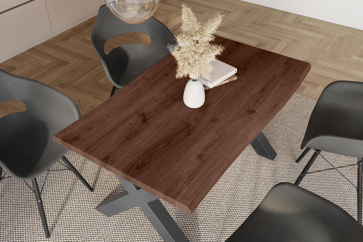 ESSTISCH JULIUS X - Nussbaumfarben/Schwarz, Holz (80/140/77cm) - SAM