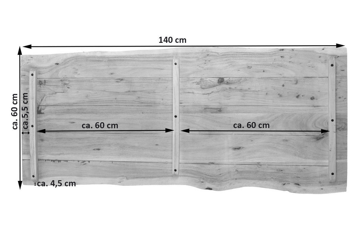 TISCHPLATTE CURT - Beige/Naturfarben, Akazienholz/Holz (60/140/3cm) - SAM