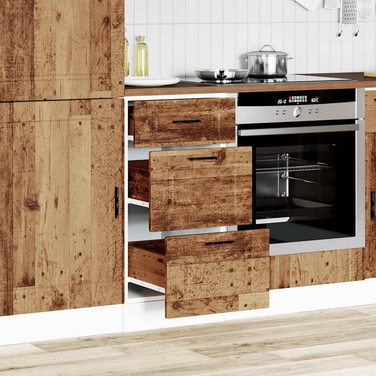 KÜCHENUNTERSCHRANK Samu Altholz-Optik 40x46x81,5 cm - Zwetschgeholzfarben, Holz (40/81.5/46cm) - DELUKE