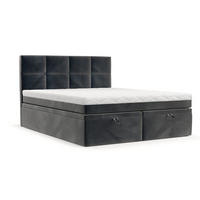 BOXBETT Tessa 140/200 cm Anthrazit im Paros Stoff - Anthrazit/Schwarz, Holz/Holzwerkstoff (140/200cm) - AltaBeds