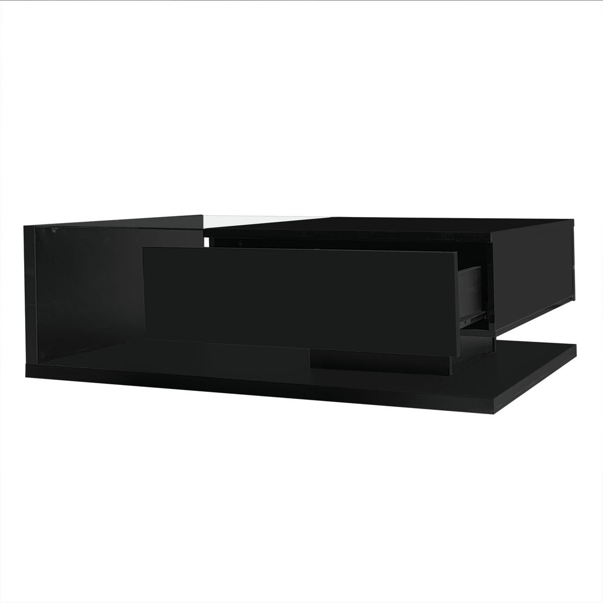 COUCHTISCH, hochglänzend Schwarz mit gehärteter Glasplatte und dimmbarer 16‑farbiger LED, 105/55/32,5 cm,Schwarz - Schwarz, Holzwerkstoff (105/55/32.5cm) - Redom