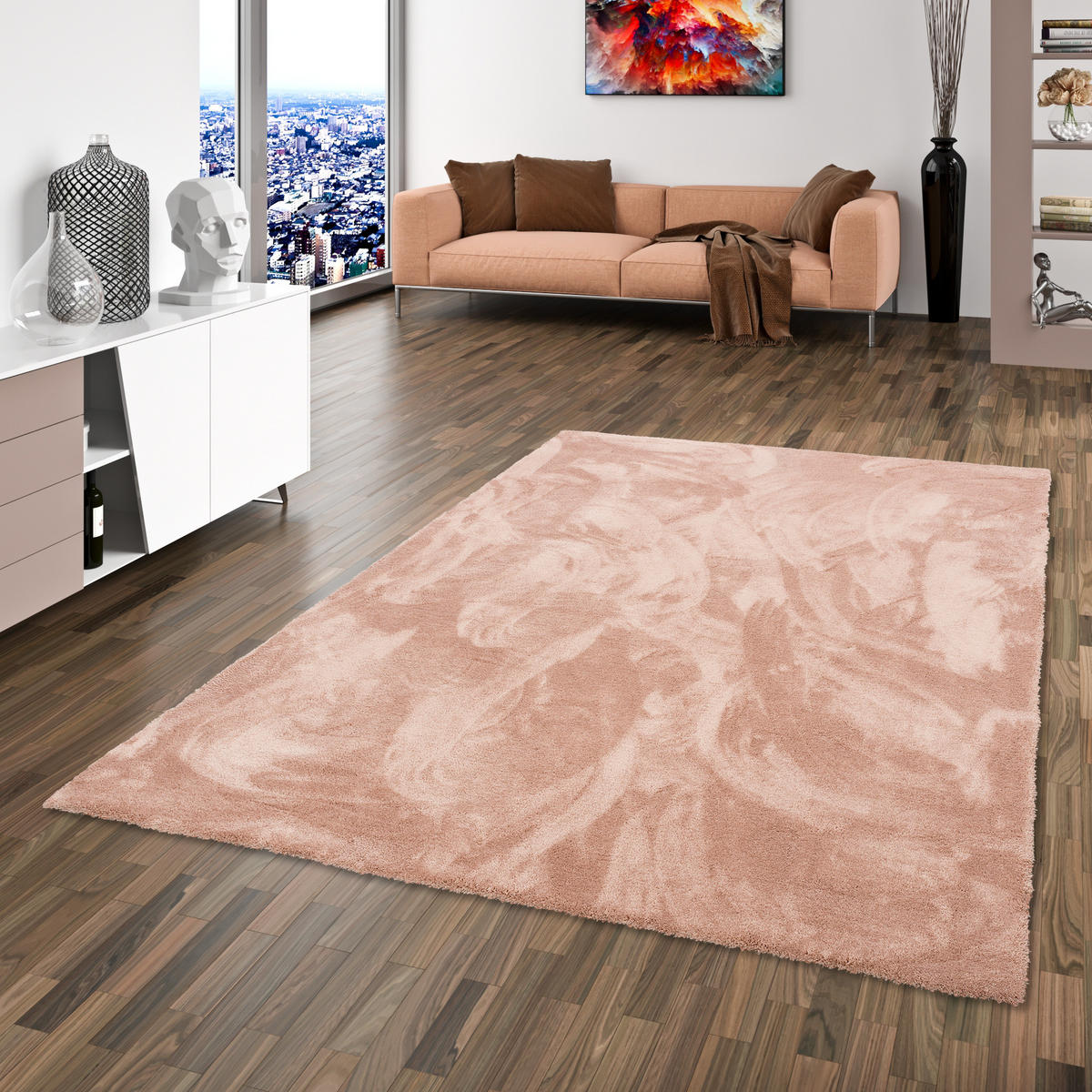 LUXUS HOCHFLOR SHAGGY TEPPICH VELVET - Altrosa, Textil (160/240cm) - Snapstyle