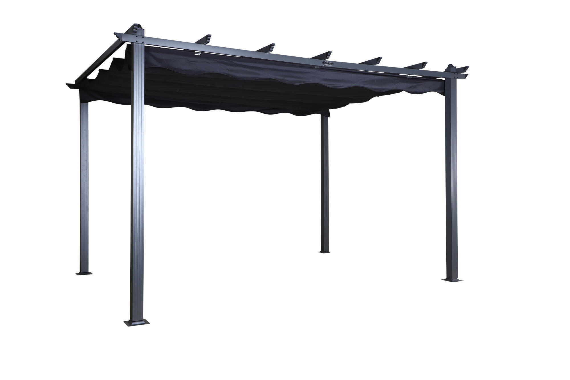 PERGOLA LAZIO Schwarz 395x295x245 cm - Schwarz, Metall (395/245/295cm) - FURNLUX