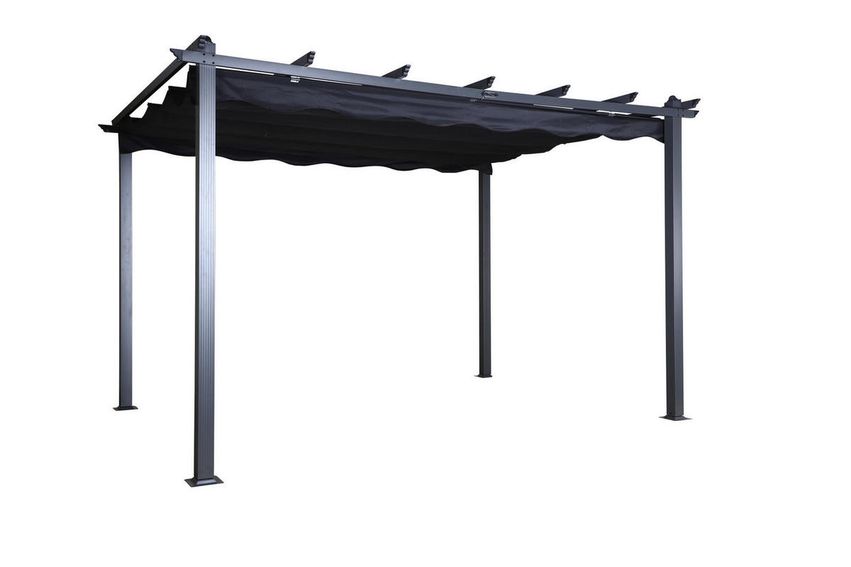 PERGOLA LAZIO Schwarz 395x295x245 cm - Schwarz, Metall (395/245/295cm) - FURNLUX