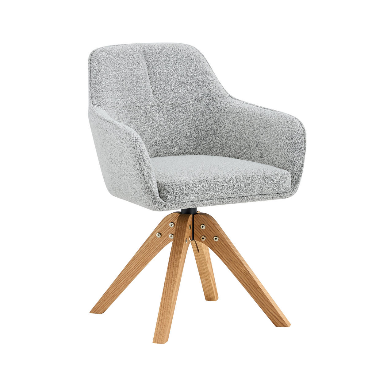 ESSZIMMERSTUHL 360° drehbar Stoff Grau Massivholz 2er-Set - Grau, Holz (46/82/58cm) - Meubliv