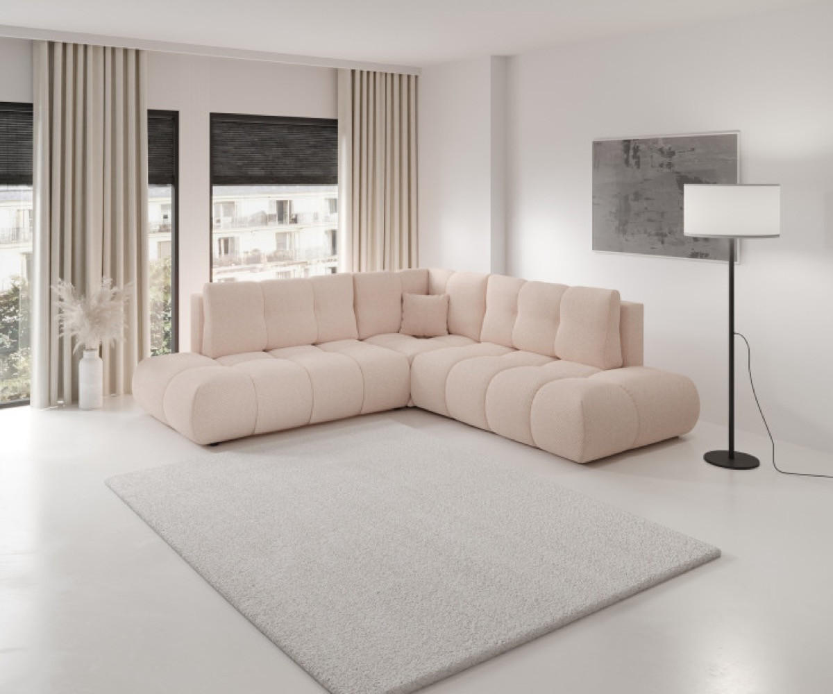 ECKSOFA Hellrosa SOHI Curio 60 Ausziehbar Mit Schlaffunktion - Rosa, Textil (266.5/266.5cm) - Sepro Meble