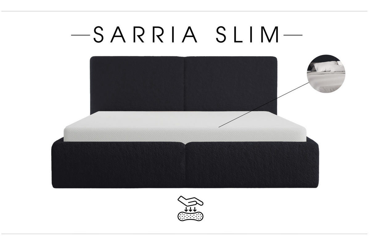 POLSTERBETT Doppelbett Sarria Slim Schwarz (Anthology 19) 180x200 cm - Schwarz, Textil (180/200cm) - Meblito