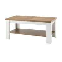 COUCHTISCH weiß Pinie, Eiche hell Landhaus Beistelltisch 120 x 60 cm - Eichefarben/Weiß, Holzwerkstoff (120/60/50cm) - Furn.Design