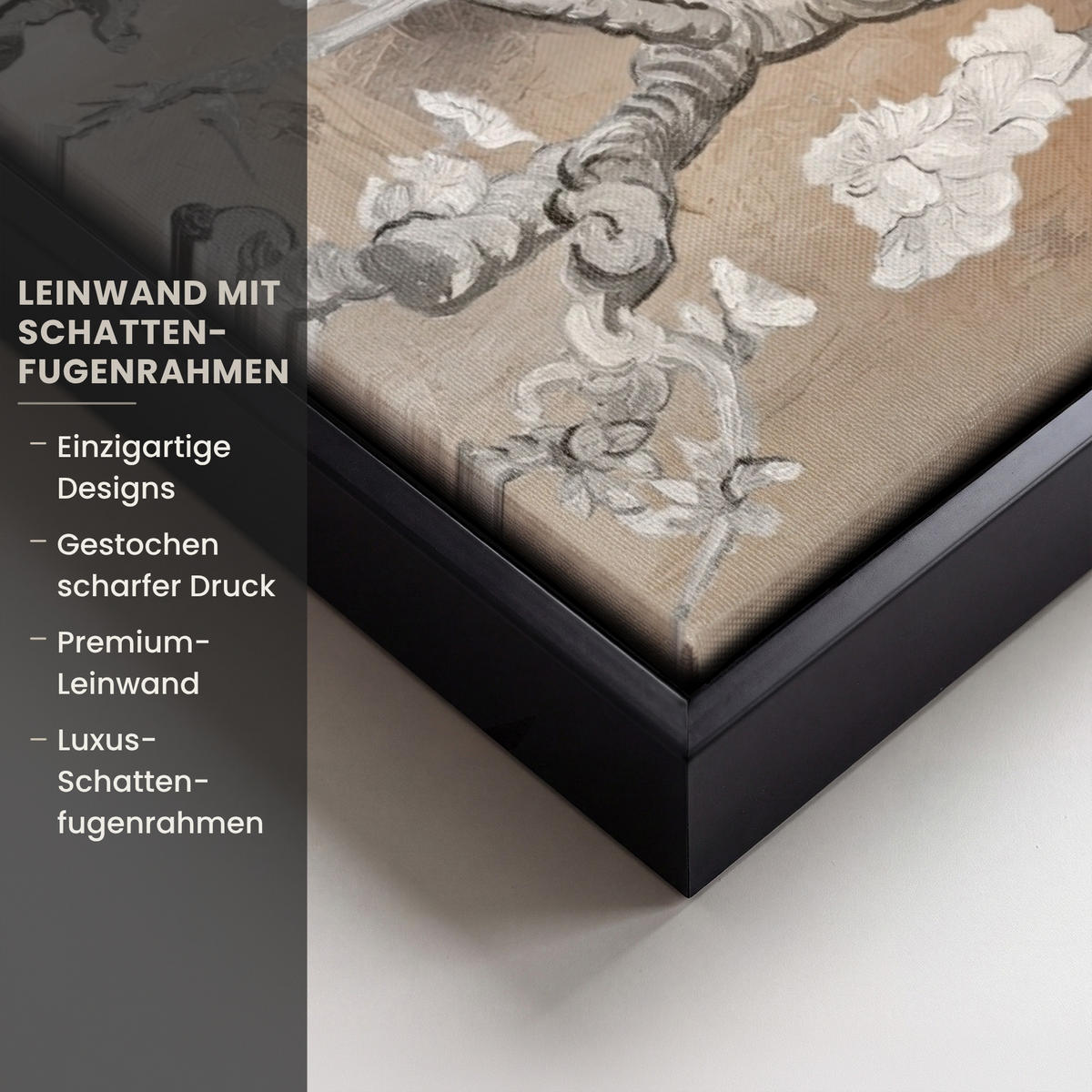 LEINWAND Bilder mit Rahmen - Mandelblüte - Kunst - Van Gogh - Beige - Abstrakt - 70x100 - Braun, Textil (70/100cm) - MuchoWow