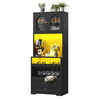 BUFFET DE-38477 70/40/180 cm mit LED-Beleuchtung Schwarz - Schwarz, Holzwerkstoff (70/180/40cm) - ComfortXL